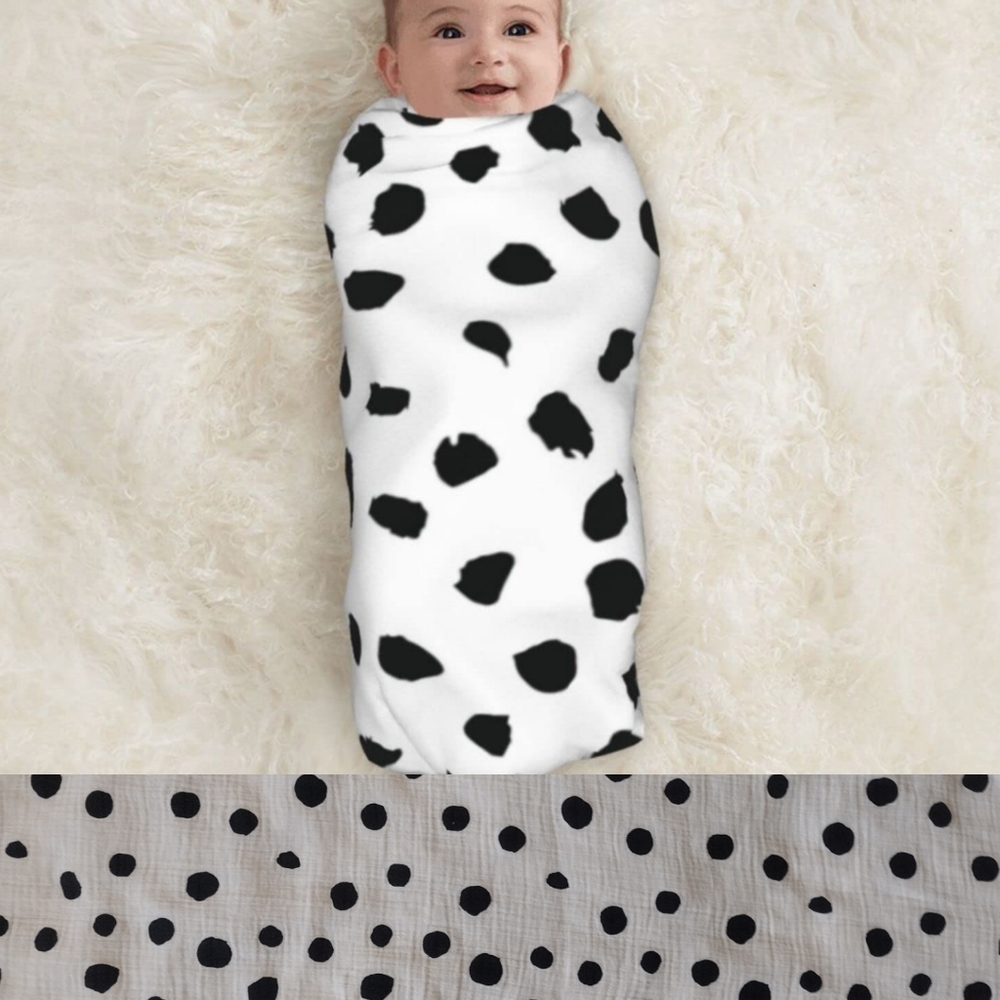 Spotted Dalmatian Print Muslin Receiving Infant Baby Blanket